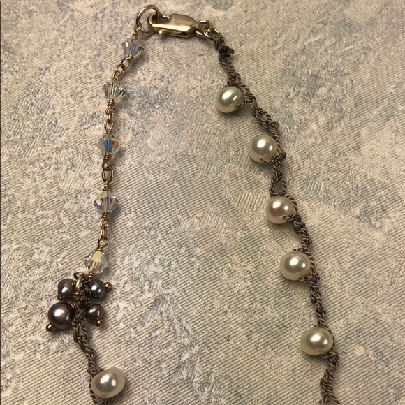 Crochet Pearl Necklace-sterling silver - Picture 3 of 3